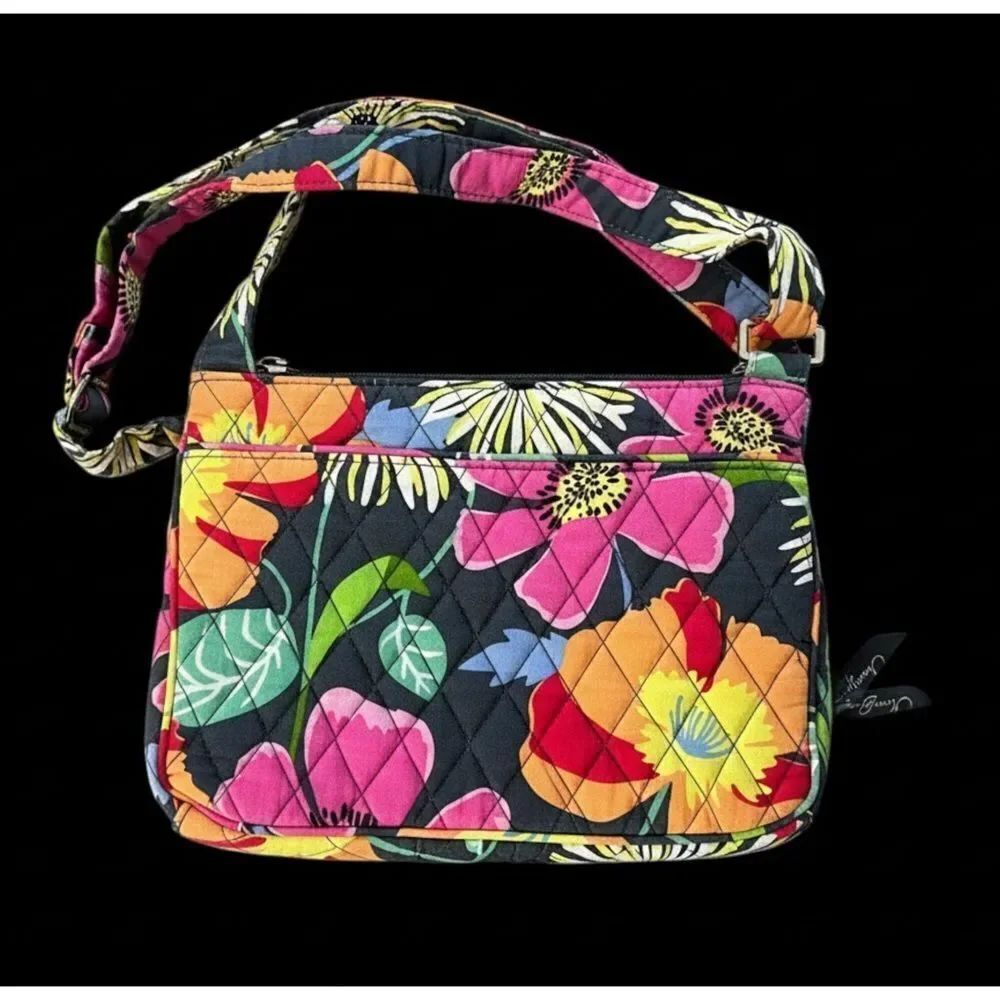Vera Bradley Black Floral Shoulder Bag : Jazzy Blooms